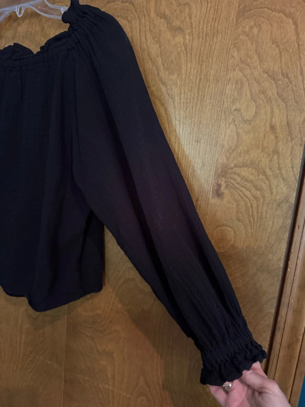 Zara Black Long-Sleeve Peasant Tunic Blouse - Picture 2 of 5